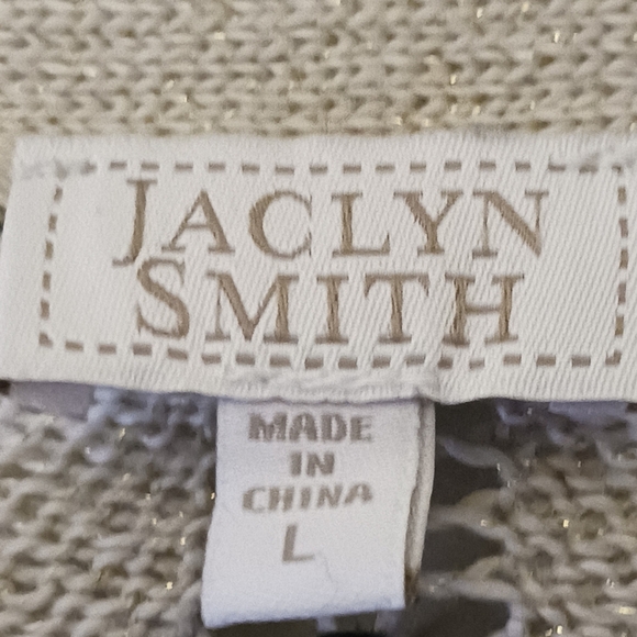 Jaclyn Smith Pointelle Crochet Striped Cardigan Duster Size L -EUC - Picture 5 of 9